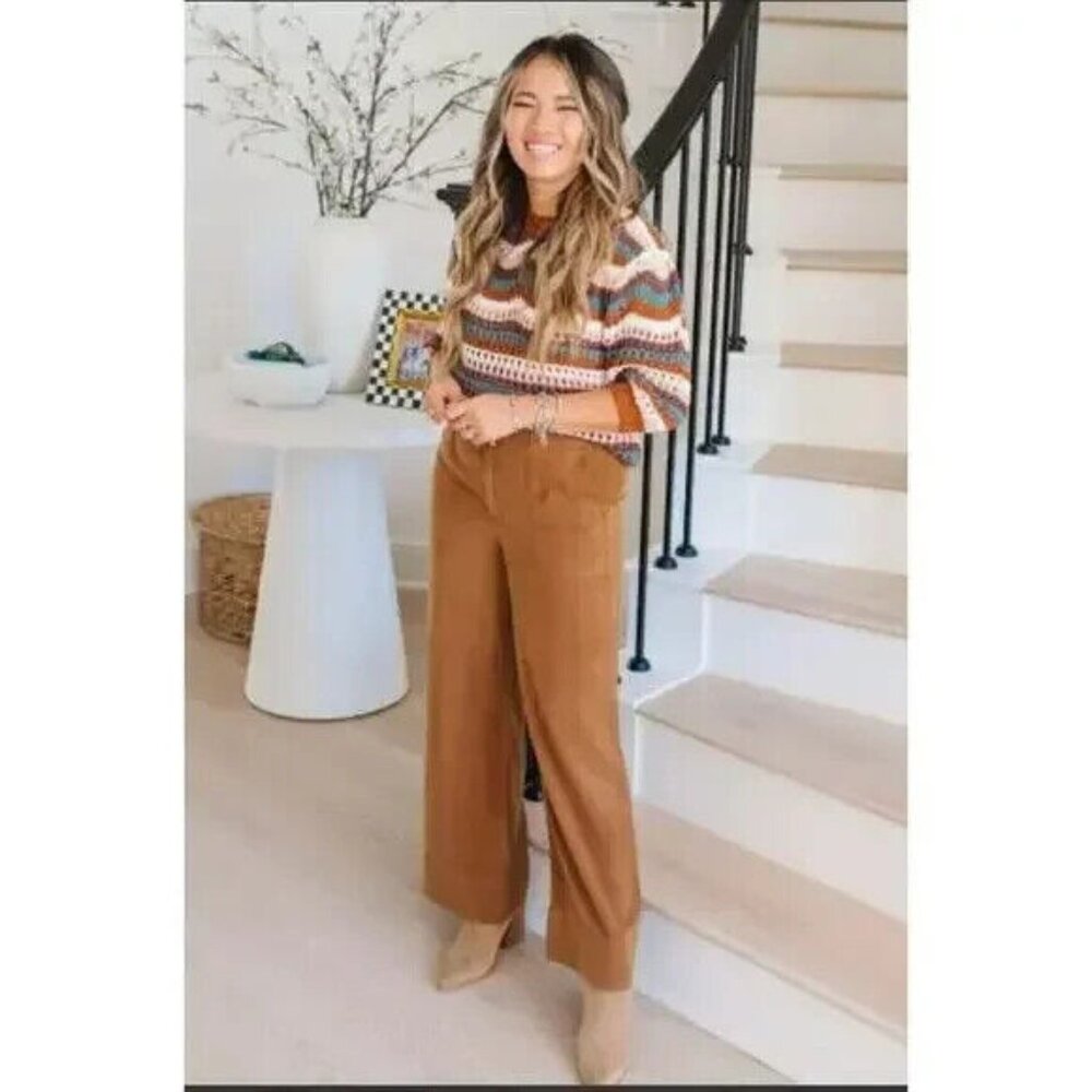 Evereve KUT FROM THE KLOTH NWT Whitney Wide Leg Tencel Pant Whiskey